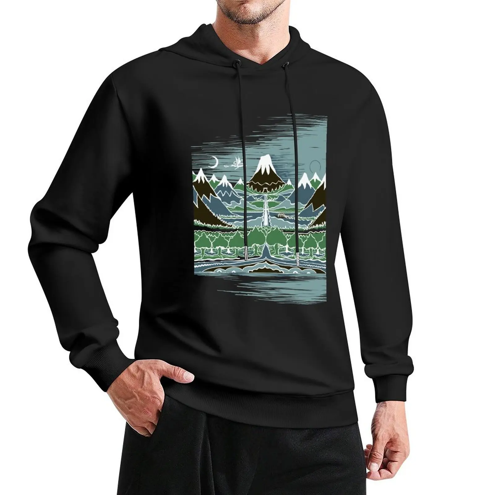 A Halflings journey on a mountain path through an elven wood in the style of J.R.R.Tolkien Pullover Hoodie
A Halflings journey on a mountain path through an elven wood in the style of J.R.R.Tolkien Pullover Hoodie