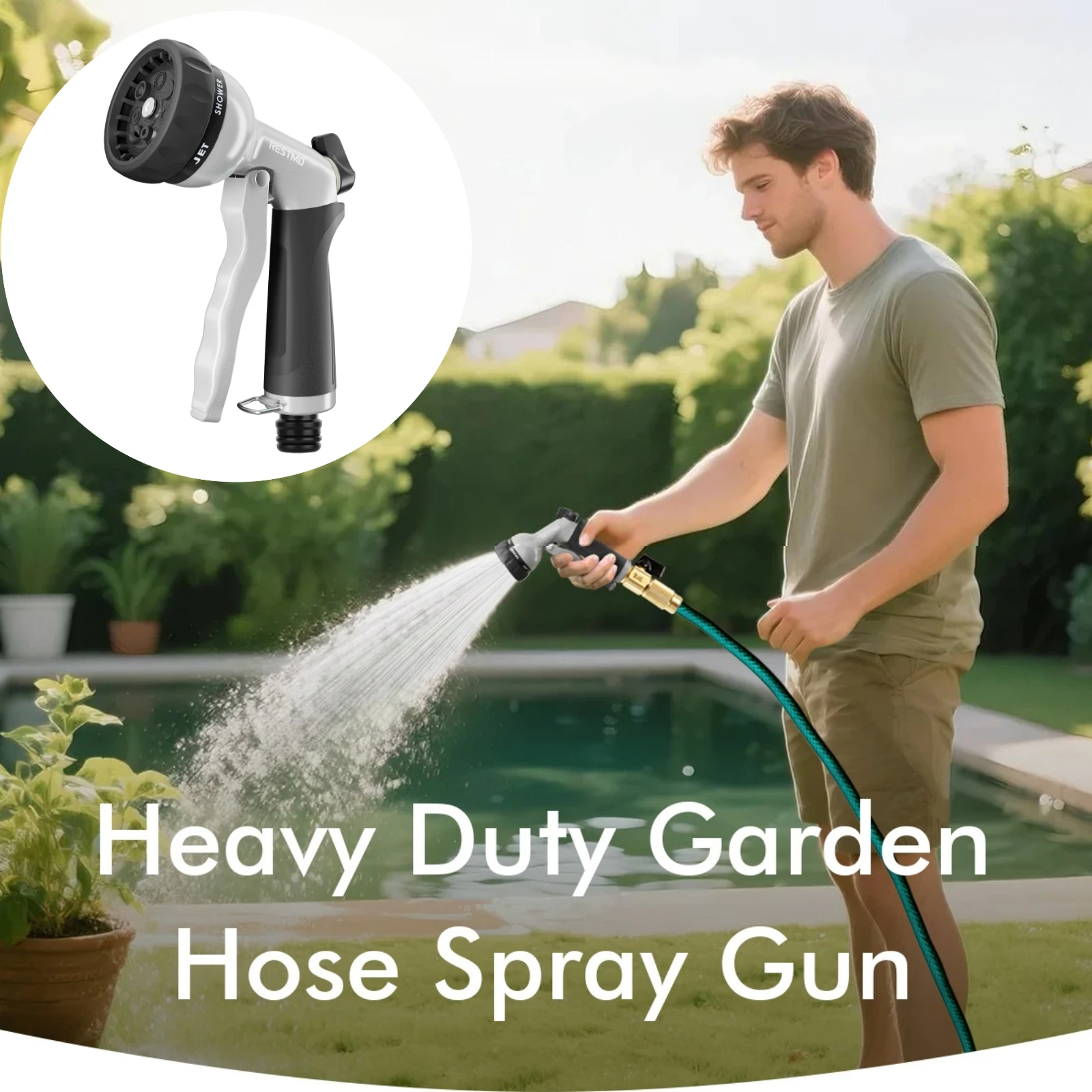 Heavy Duty Garden Hose Nozzle 7 Adjustable Spray Patterns High Pressure Water Gun for Watering Plants, Car Washing & Pet Bathing
Heavy Duty Garden Hose Nozzle 7 Adjustable Spray Patterns High Pressure Water Gun for Watering Plants, Car Washing & Pet Bathing