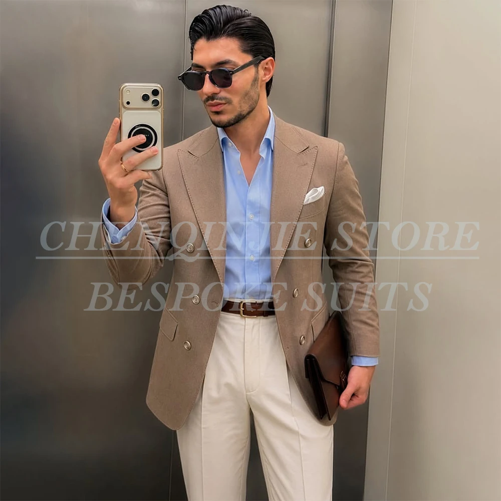 Bespoke Men's Suits Luxury Double Breasted Peak Lapel Straight 2 Piece Jacket Pants Full Sets Formal Male Clothing Costume
Bespoke Men's Suits Luxury Double Breasted Peak Lapel Straight 2 Piece Jacket Pants Full Sets Formal Male Clothing Costume