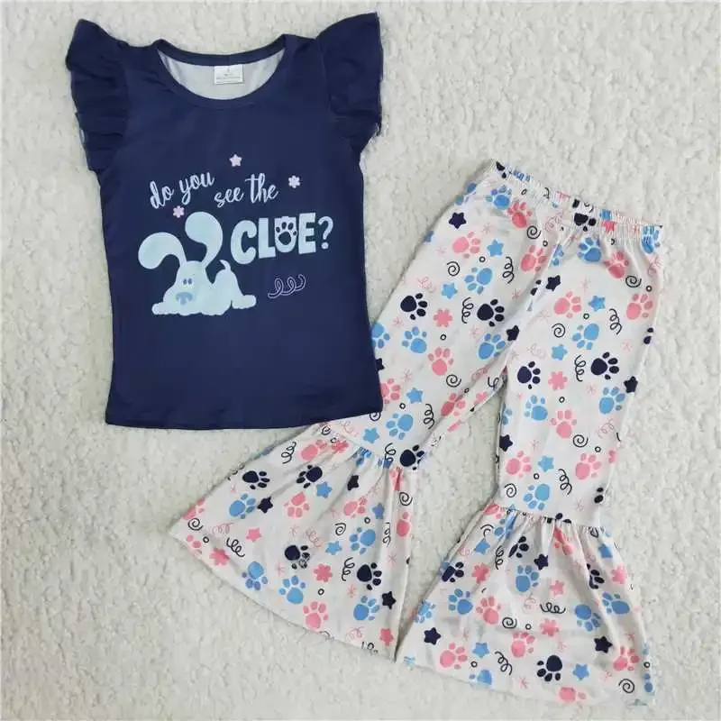 2022 Fashion RTS Toddlers Baby Girls Dark Blue New Design Do You See The Clue Colorful Dog Footprints Bell Bottom Hot Selling
2022 Fashion RTS Toddlers Baby Girls Dark Blue New Design Do You See The Clue Colorful Dog Footprints Bell Bottom Hot Selling