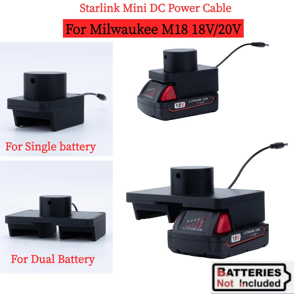 Starlink Mini DC Power Cable for Milwaukee 18/20V Li-ion Battery Provides Power Supply for Starlink Mini(Batteries Not Included)
Starlink Mini DC Power Cable for Milwaukee 18/20V Li-ion Battery Provides Power Supply for Starlink Mini(Batteries Not Included)