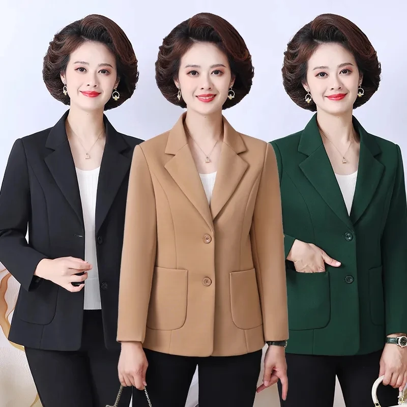 Mother's Autumn New Style Small Suit Coat Middle Aged Women All-match Elegant Blazers Single Breasted Casual Female Jacket Tops
Mother's Autumn New Style Small Suit Coat Middle Aged Women All-match Elegant Blazers Single Breasted Casual Female Jacket Tops