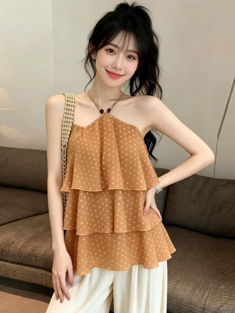 Korean Style Sweet Girl Design Sense Hanging Neck Lace Trim Tank Top Summer New Slimming Fashion Top Women's Sleeveless Vest
Korean Style Sweet Girl Design Sense Hanging Neck Lace Trim Tank Top Summer New Slimming Fashion Top Women's Sleeveless Vest