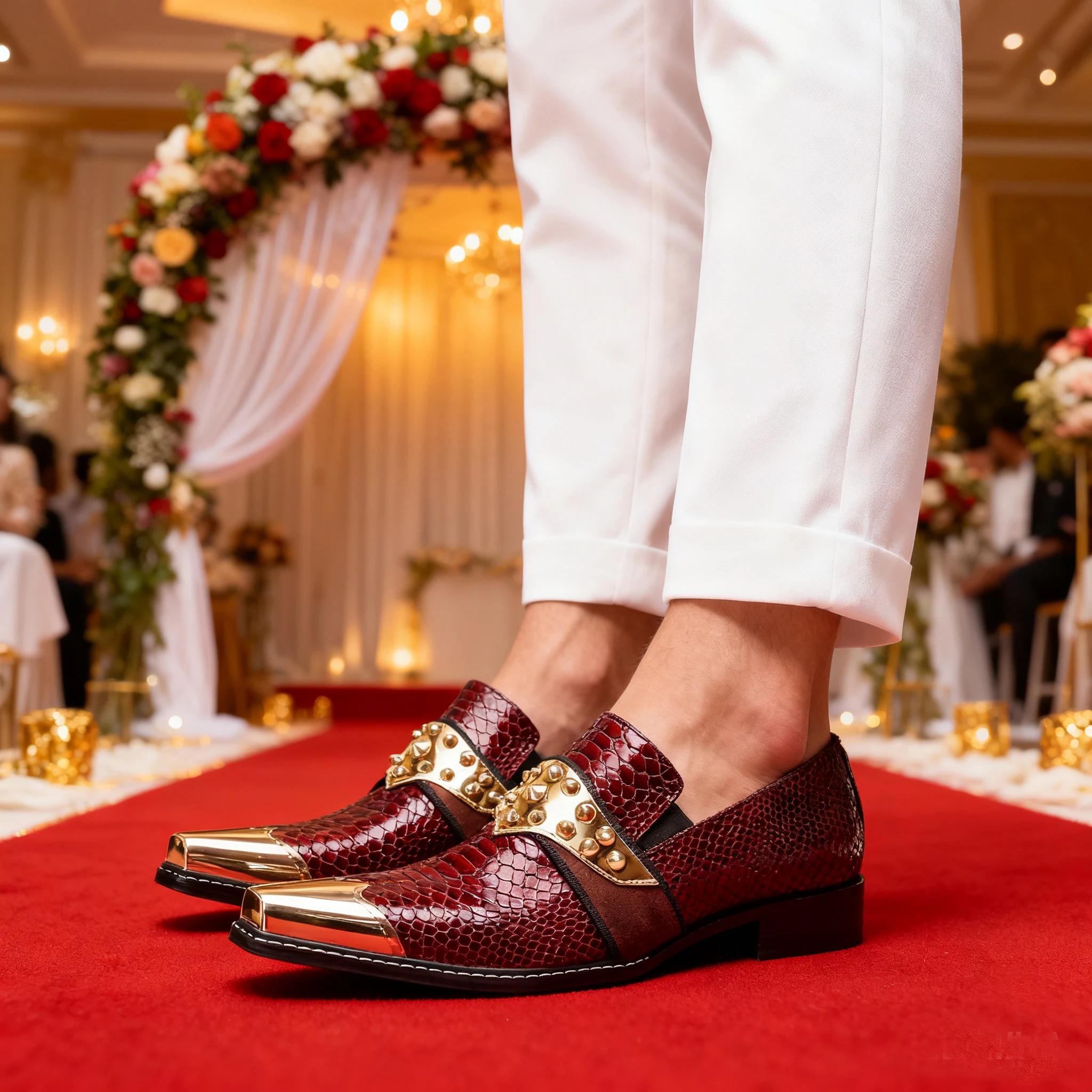 Men's Black Gold Embroidery Leather Shoes Snake Pattern Metal Toe Party Dress Shoes Wedding Banquet Stage Performance Shoes
Men's Black Gold Embroidery Leather Shoes Snake Pattern Metal Toe Party Dress Shoes Wedding Banquet Stage Performance Shoes