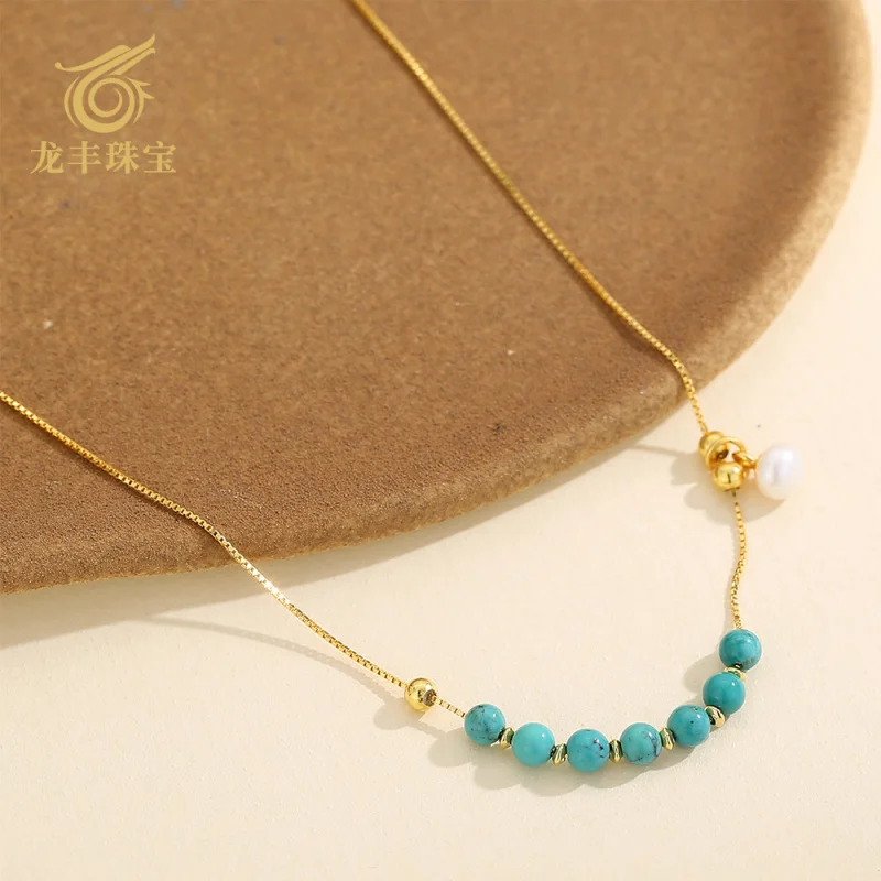 S925 Silver Plated 18k Gold Natural Turquoise Round Beads Pearl Necklace Women
S925 Silver Plated 18k Gold Natural Turquoise Round Beads Pearl Necklace Women