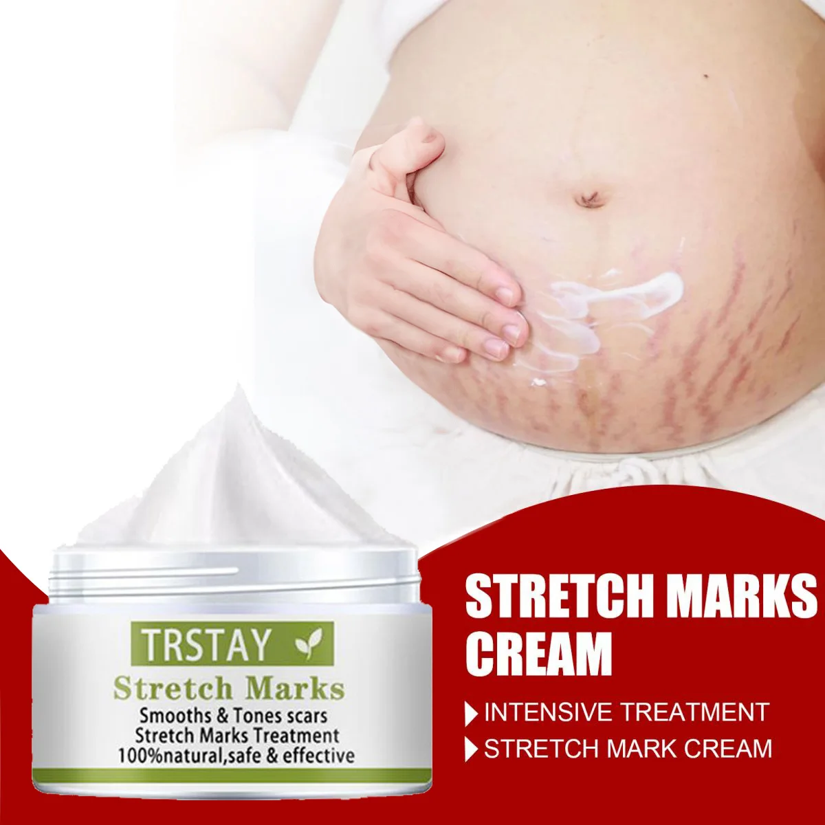 TRSTAY stretch mark cream is suitable for reducing scars and marking on female skin
TRSTAY stretch mark cream is suitable for reducing scars and marking on female skin