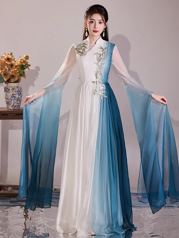 Костюм для выступлений для взрослых: традиционный китайский наряд для музыкальных церемоний, для декламации стихов, хоровой и оркестровой риторики, а также для дирижеров.
Костюм для выступлений для взрослых: традиционный китайский наряд для музыкальных церемоний, для декламации стихов, хоровой и оркестровой риторики, а также для дирижеров.