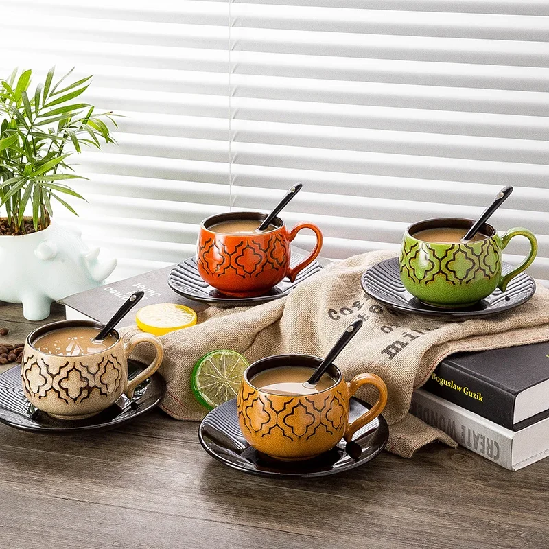 Aesthetic Coffee Cups And Saucers With Spoon Aftermoon Tea Cup Porcelain Handle Creative Tazzine Espresso Ceramic Tableware
Aesthetic Coffee Cups And Saucers With Spoon Aftermoon Tea Cup Porcelain Handle Creative Tazzine Espresso Ceramic Tableware