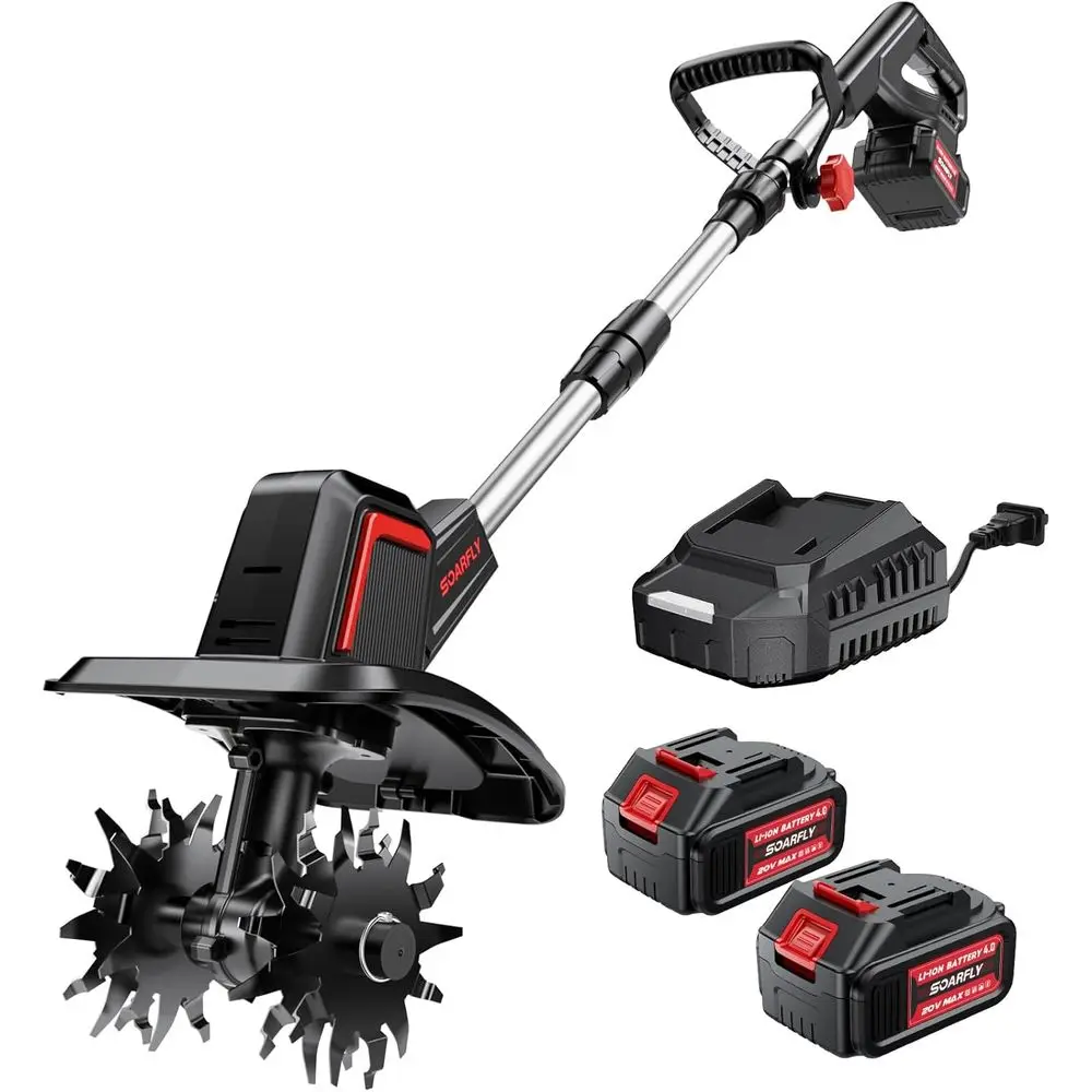 Upgraded CordlElectric Tiller or Gardening, Total 8.0Ah Battery Powered Mini Cultivator with 2×4.0AH Batteries, 9" Width, 6.6" D
Upgraded CordlElectric Tiller or Gardening, Total 8.0Ah Battery Powered Mini Cultivator with 2×4.0AH Batteries, 9" Width, 6.6" D