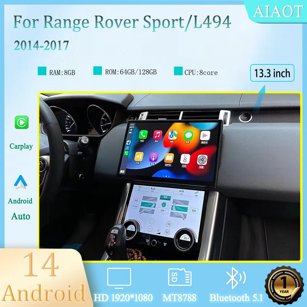 13.3 "Android 14 Car Multimedia Radio For 2014-2017 Land Rover Sport L494 GPS wireless Carplay Bosch Harman system AC Panel
13.3 "Android 14 Car Multimedia Radio For 2014-2017 Land Rover Sport L494 GPS wireless Carplay Bosch Harman system AC Panel