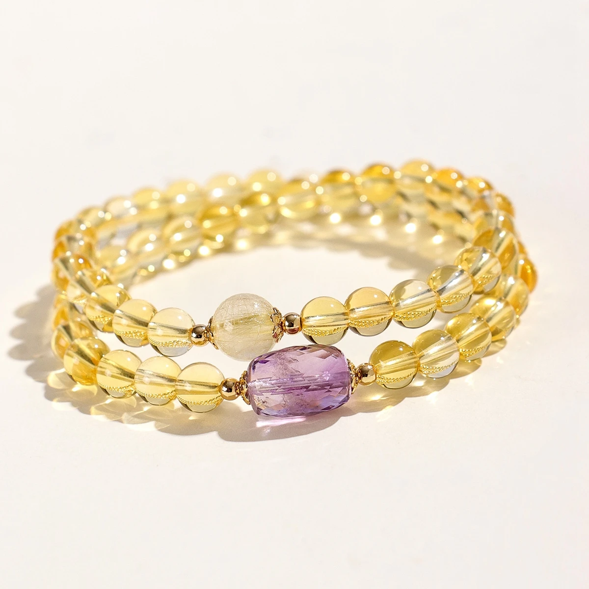 Luxury Double Layer Crystal 4mm Tiger Eye&6mm Golden Rutilated Quartz Beads with Gold Plated Lucky Charm Beaded Women's Bracelet
Luxury Double Layer Crystal 4mm Tiger Eye&6mm Golden Rutilated Quartz Beads with Gold Plated Lucky Charm Beaded Women's Bracelet