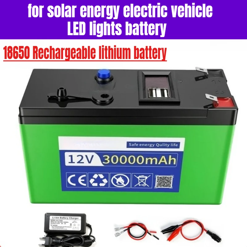 12V 30Ah 18650 Rechargeable lithium battery pack for solar energy electric vehicle LED lights battery 12.6v 3A charger
12V 30Ah 18650 Rechargeable lithium battery pack for solar energy electric vehicle LED lights battery 12.6v 3A charger