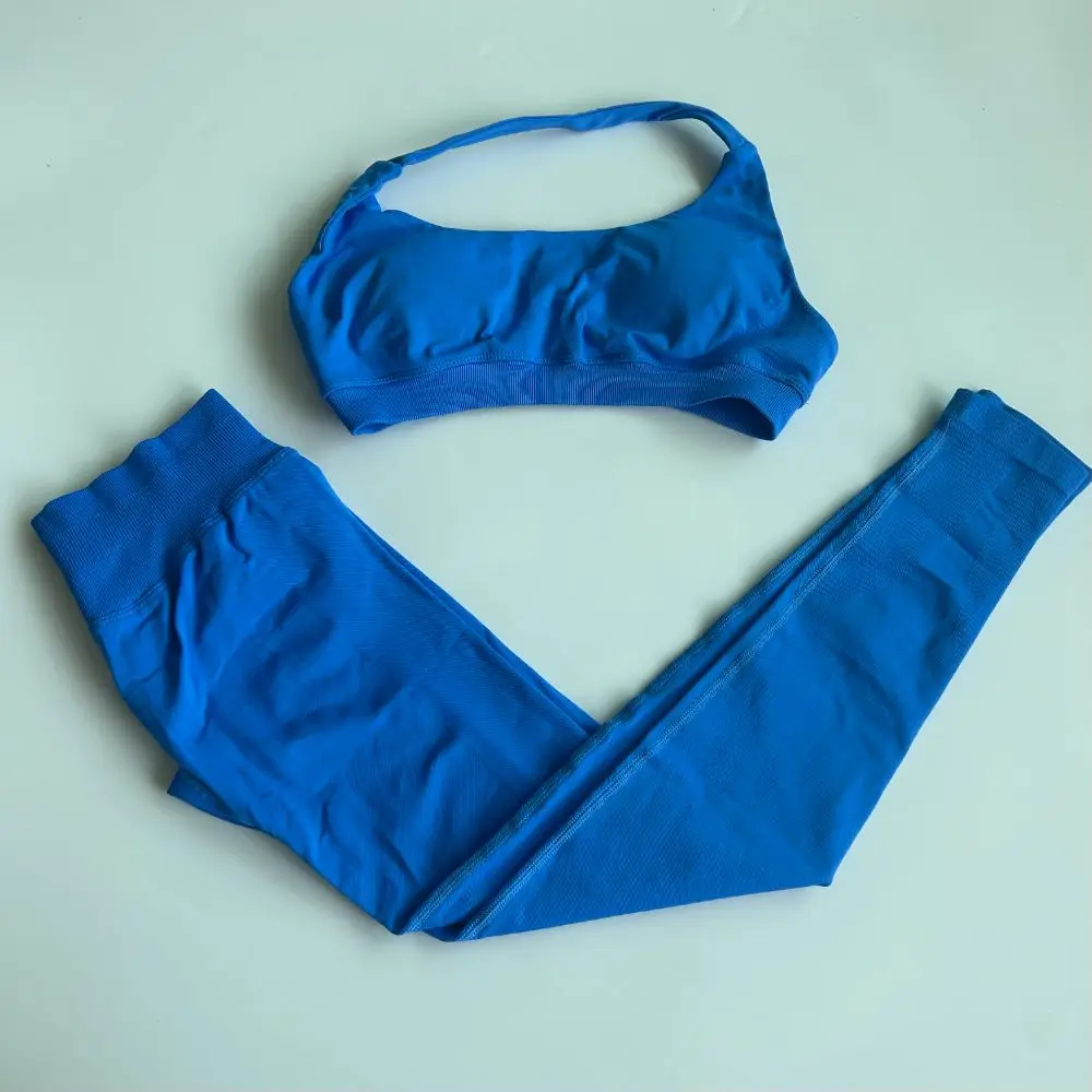 Impact Womens 2PC Yoga Set Halter Neck Backless Sports Bra and Low Rise Ribbed Seamless Leggings for Gym Workout Fitness Trainin
Impact Womens 2PC Yoga Set Halter Neck Backless Sports Bra and Low Rise Ribbed Seamless Leggings for Gym Workout Fitness Trainin