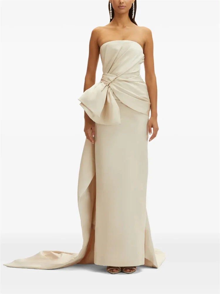Customized Exquisite Bow Pleated Flared Formal Event Evening Dress Strapple Chest Bow Decorative Back Pleated Draped Dress
Customized Exquisite Bow Pleated Flared Formal Event Evening Dress Strapple Chest Bow Decorative Back Pleated Draped Dress