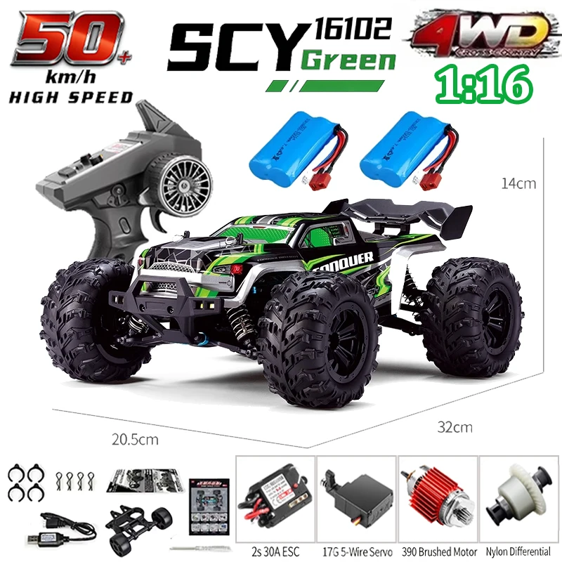 Радиоуправляемая машинка SCY 16101 16102 PRO, масштаб 1:16, со светодиодами, 2.4G, 4WD, бесщеточный двигатель, высокая скорость 70 км/ч, внедорожник, точное управление, игрушка для мальчиков
Радиоуправляемая машинка SCY 16101 16102 PRO, масштаб 1:16, со светодиодами, 2.4G, 4WD, бесщеточный двигатель, высокая скорость 70 км/ч, внедорожник, точное управление, игрушка для мальчиков