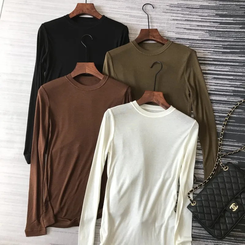 Selfwill Women's Silk Wool Knitwear round Ne Long Sve Thin T-irt Comfortable Base Layer Top for Autumn Commute Sle
Selfwill Women's Silk Wool Knitwear round Ne Long Sve Thin T-irt Comfortable Base Layer Top for Autumn Commute Sle