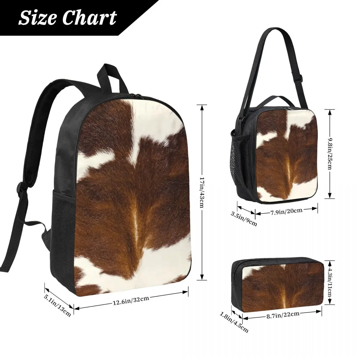 Cow Print - Faux Smooth Print Backpack Boys Girls BookBag School Bag Laptop Shoulder Bags 3ps Insulated Lunch Bag Pencil Case
Cow Print - Faux Smooth Print Backpack Boys Girls BookBag School Bag Laptop Shoulder Bags 3ps Insulated Lunch Bag Pencil Case
