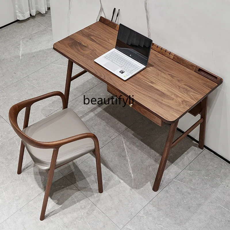 Italian Minimalist North America Black Walnut Wooden Desk Nordic Solid Wood Desk Study Log Computer Desk Home Office D96
Italian Minimalist North America Black Walnut Wooden Desk Nordic Solid Wood Desk Study Log Computer Desk Home Office D96
