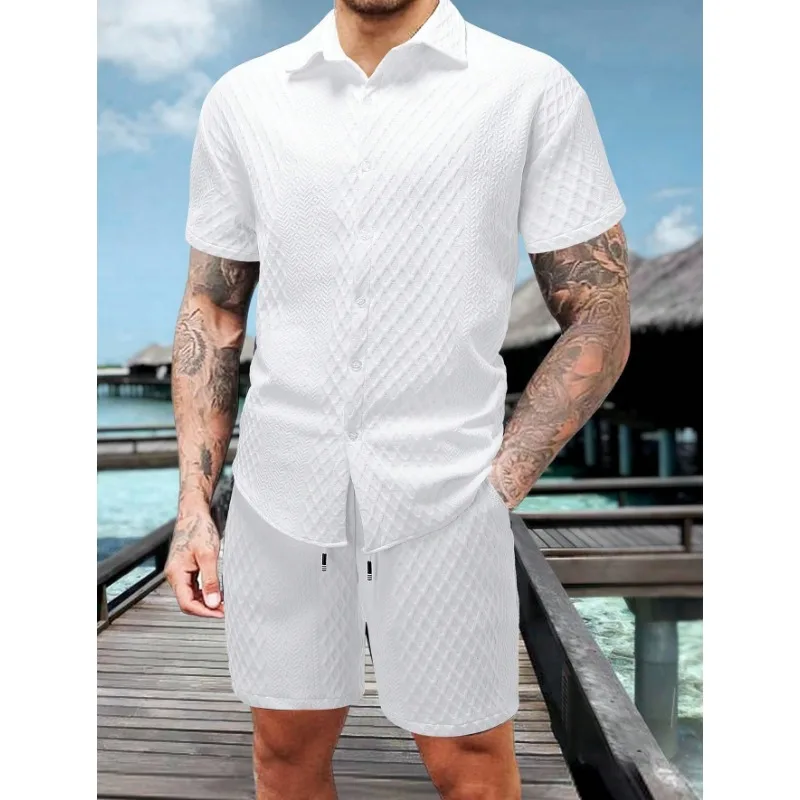 Men's Textured 2 Piece Outfit Short Sleeve Shirt and Drawstring Shorts Set
Men's Textured 2 Piece Outfit Short Sleeve Shirt and Drawstring Shorts Set