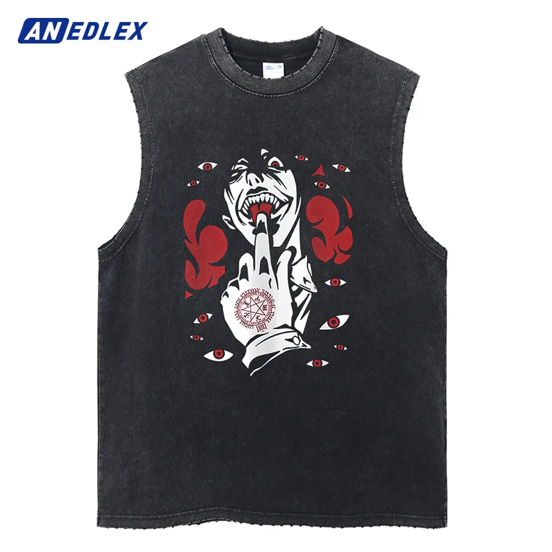 Japanese Anime Print Black Vest Men Ripped Sleeveless Tank Top Harajuku Hip Hop Fashion Summer Vintage Cotton Sports Vest
Japanese Anime Print Black Vest Men Ripped Sleeveless Tank Top Harajuku Hip Hop Fashion Summer Vintage Cotton Sports Vest