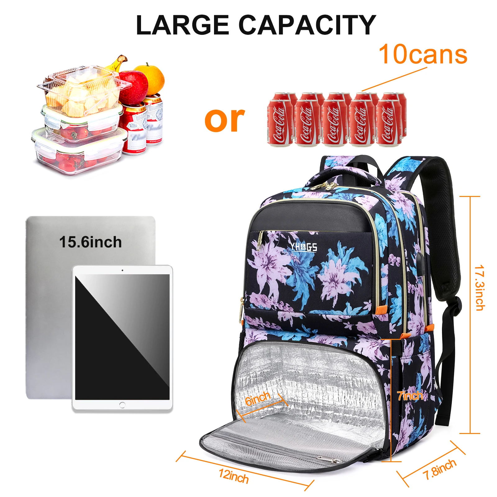 Lunch Backpack Insulated Cooler Picnic Bag Women's Camping Backpack Lunch Box with USB Port 15.6 Inch Laptop Waterproof Backpack
Lunch Backpack Insulated Cooler Picnic Bag Women's Camping Backpack Lunch Box with USB Port 15.6 Inch Laptop Waterproof Backpack