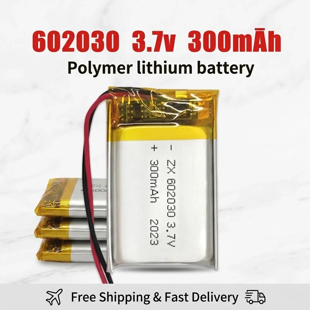 Rechargeable 602030 Lipo Battery 3.7V 300mAh Lithium Polymer Battery for Bluetooth Headset Speaker Monitor Self-Timer
Rechargeable 602030 Lipo Battery 3.7V 300mAh Lithium Polymer Battery for Bluetooth Headset Speaker Monitor Self-Timer