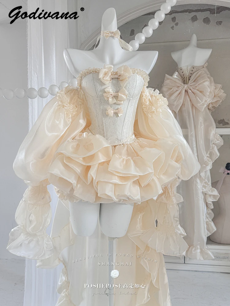 Original Design Cute Bow Corset Strapless Princess Dress Women's Sweet Lolita Big Bow Trailing Slim Birthday Party Dresses
Original Design Cute Bow Corset Strapless Princess Dress Women's Sweet Lolita Big Bow Trailing Slim Birthday Party Dresses