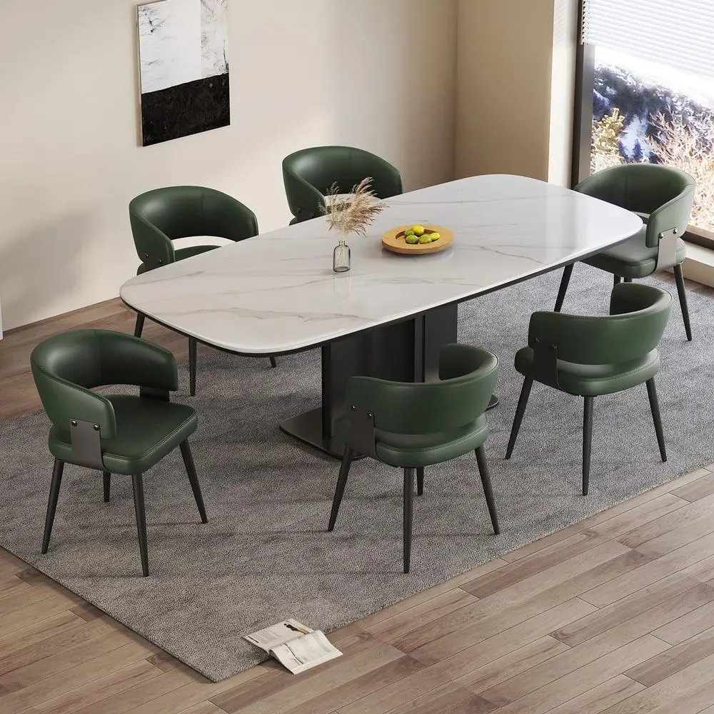 Dining Chairs Set of 6, holstered Faux Leather Kitchen Side Chairs with Curved Open Back, Easy Assembly for Dining Room, Rest
Dining Chairs Set of 6, holstered Faux Leather Kitchen Side Chairs with Curved Open Back, Easy Assembly for Dining Room, Rest