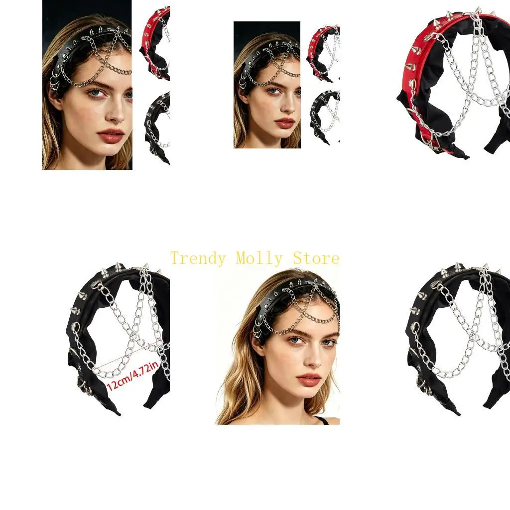 N5KB Gothic Headpiece Festival Headdress Hair Hoop Feature PU Leather And Metal Chain For Cosplay Standout Look
N5KB Gothic Headpiece Festival Headdress Hair Hoop Feature PU Leather And Metal Chain For Cosplay Standout Look