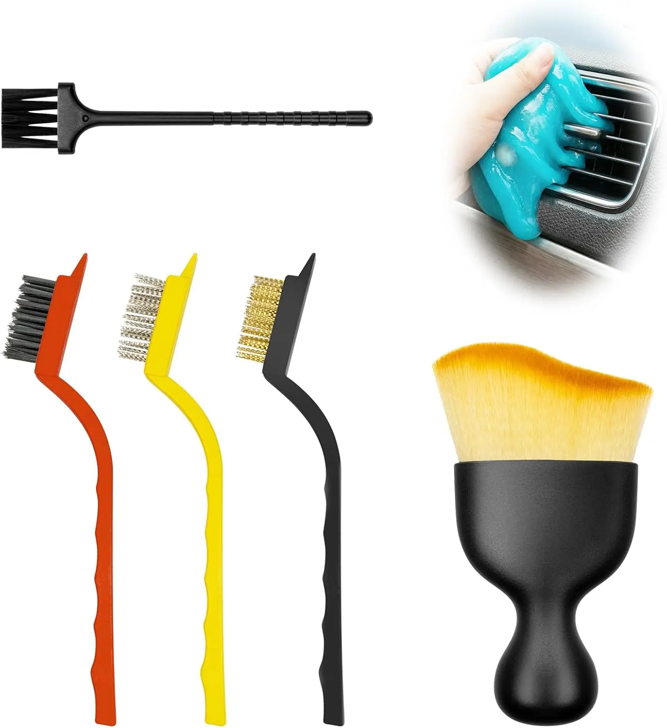 Car Interior Detailing Brush Kit with Soft Bristle Dusting Brush, Wire Brushes, Cleaning Gel for Auto Truck SUV RV (6PCS)
Car Interior Detailing Brush Kit with Soft Bristle Dusting Brush, Wire Brushes, Cleaning Gel for Auto Truck SUV RV (6PCS)