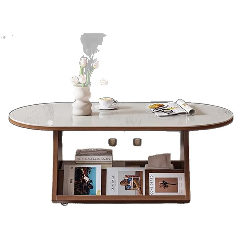 Movable coffee table trolley living room household medium and small apartment rock slab tea table oval storage table
Movable coffee table trolley living room household medium and small apartment rock slab tea table oval storage table