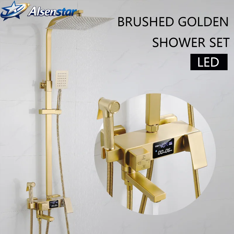 Rozin Brushed Gold Shower Set Wall Mounted Brass 4-Ways Bathroom Shower Faucets with Bidet Hot Cold Water Mixer Tap
Rozin Brushed Gold Shower Set Wall Mounted Brass 4-Ways Bathroom Shower Faucets with Bidet Hot Cold Water Mixer Tap