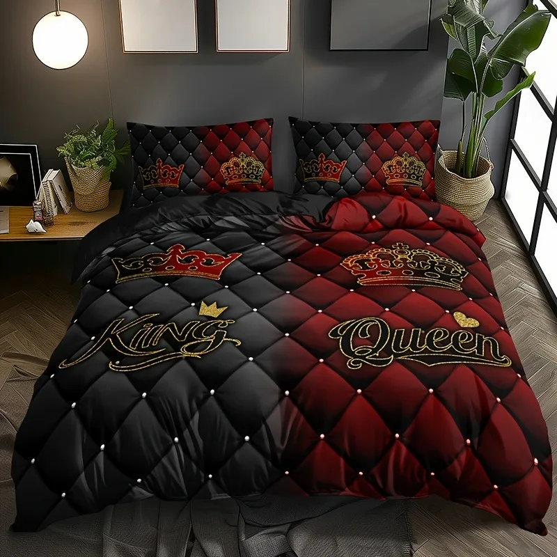 Luxury King And Queen Dark Red Golden Crown Duvet Cover Set - 1 Duvet Cover + 2 Pillowcases - All-Season Comfort for Home And Do
Luxury King And Queen Dark Red Golden Crown Duvet Cover Set - 1 Duvet Cover + 2 Pillowcases - All-Season Comfort for Home And Do