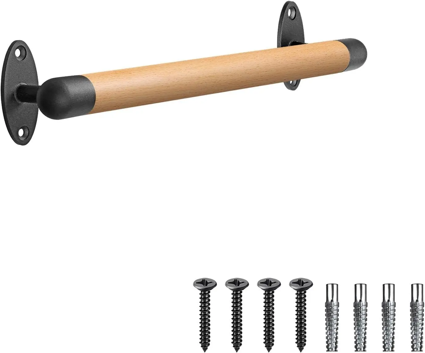 16 Inch Wood Handrail for Indoor Stairs, Wall Mount with Sturdy Metal Brackets, 1.3 Inch Round, Barrier-Free Grab Bar for Elderly
16 Inch Wood Handrail for Indoor Stairs, Wall Mount with Sturdy Metal Brackets, 1.3 Inch Round, Barrier-Free Grab Bar for Elderly