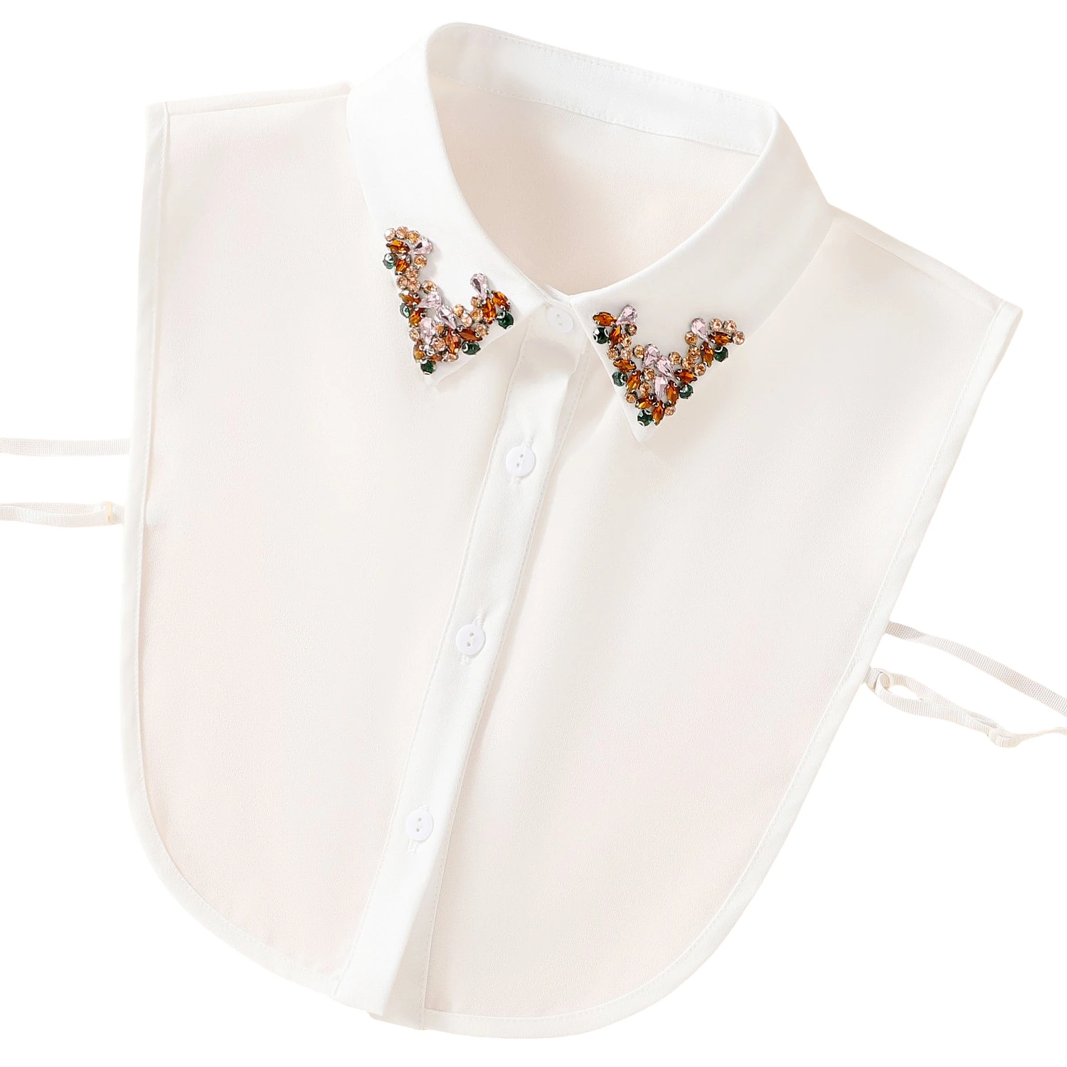 Поддельный воротник из стекла с бриллиантами ручной работы и шифоновым заостренным воротником
Поддельный воротник из стекла с бриллиантами ручной работы и шифоновым заостренным воротником