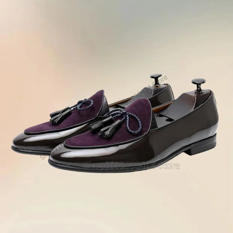 Purple Blak Patchwork Bow Knot Decor Men Loafers Fashion Slip On Men Shoes Luxury Handmade Party Feast Banquet Men Casual Shoes
Purple Blak Patchwork Bow Knot Decor Men Loafers Fashion Slip On Men Shoes Luxury Handmade Party Feast Banquet Men Casual Shoes