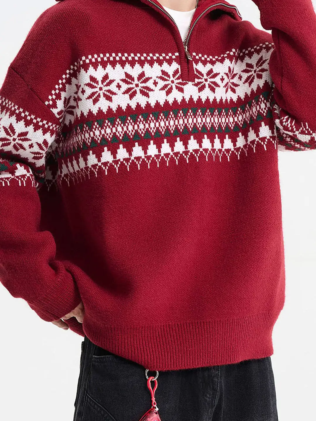 Мужской свитер в американском ретро-стиле с высоким воротником и узором Fair Isle, красный, к Лунному Новому году, свободный крой, в стиле Lazy, теплый зимний пуловер
Мужской свитер в американском ретро-стиле с высоким воротником и узором Fair Isle, красный, к Лунному Новому году, свободный крой, в стиле Lazy, теплый зимний пуловер