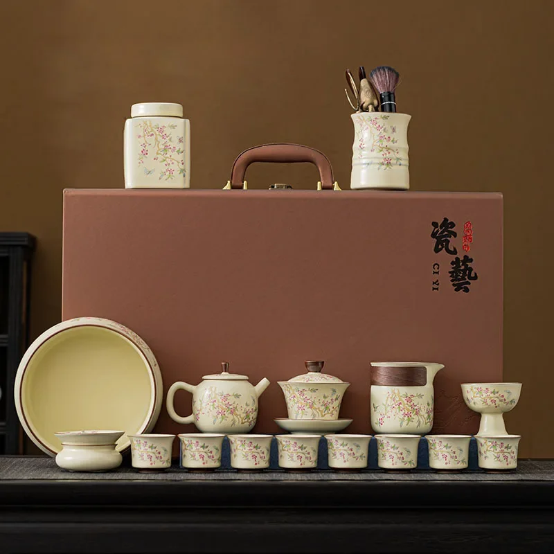 Retro Beige Ru Kiln Kung Fu Tea Set Suit Creative Wisteria Flower Teapot Full Set Tea Cup Gaiwan Gift Set Suit
Retro Beige Ru Kiln Kung Fu Tea Set Suit Creative Wisteria Flower Teapot Full Set Tea Cup Gaiwan Gift Set Suit