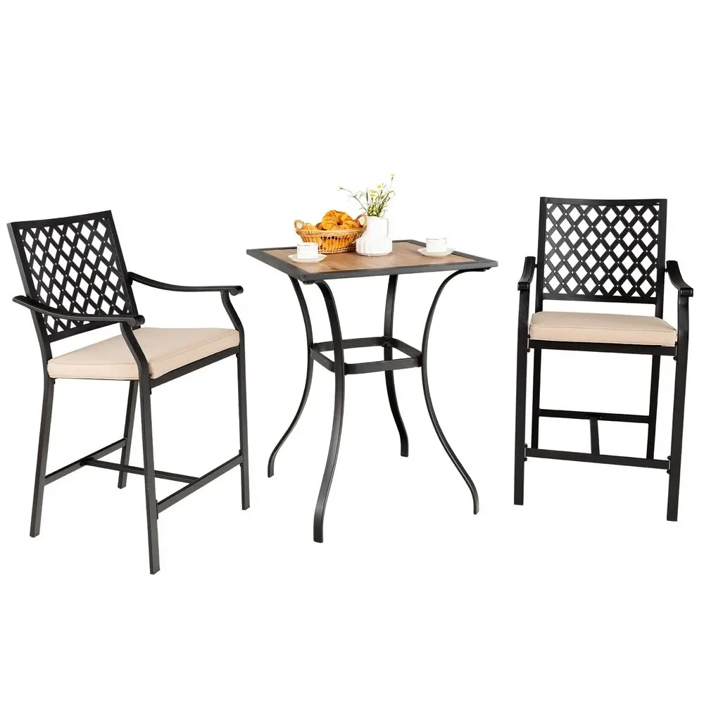 3 Piece Patio Bar Bistro Set, Outdoor Bar Height Stool amp Table, Ergonomic Seat with Comfortable Cushion, Reinforced Steel Str
3 Piece Patio Bar Bistro Set, Outdoor Bar Height Stool amp Table, Ergonomic Seat with Comfortable Cushion, Reinforced Steel Str