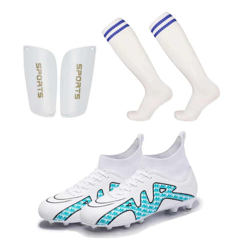 Soccer Set Shoes Sock and Plastic Shin Guard Adults Kids TF/FG Outdoor Breathable Training Football Boots Male Size 32-45
Soccer Set Shoes Sock and Plastic Shin Guard Adults Kids TF/FG Outdoor Breathable Training Football Boots Male Size 32-45
