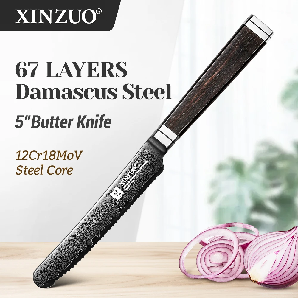 XINZUO New 5‘’ Butter Knife Customized 67 Layers Damascus Super Steel 15° Per Side Cutting Edge Classic Japanese Handle
XINZUO New 5‘’ Butter Knife Customized 67 Layers Damascus Super Steel 15° Per Side Cutting Edge Classic Japanese Handle