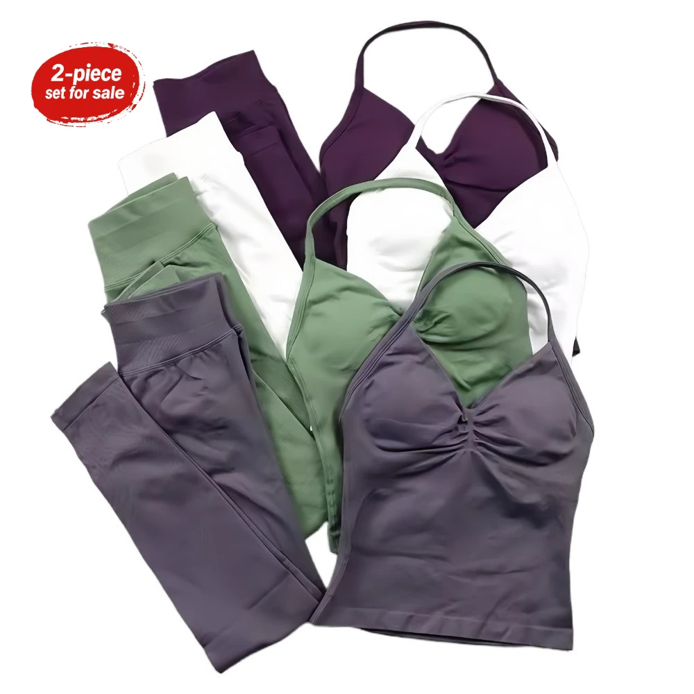2Pcs Resistance Training Sport Set Leggings+Padded Halter Vest Women's Seamless Fitness Pilates Clothes Workout Yoga Set
2Pcs Resistance Training Sport Set Leggings+Padded Halter Vest Women's Seamless Fitness Pilates Clothes Workout Yoga Set