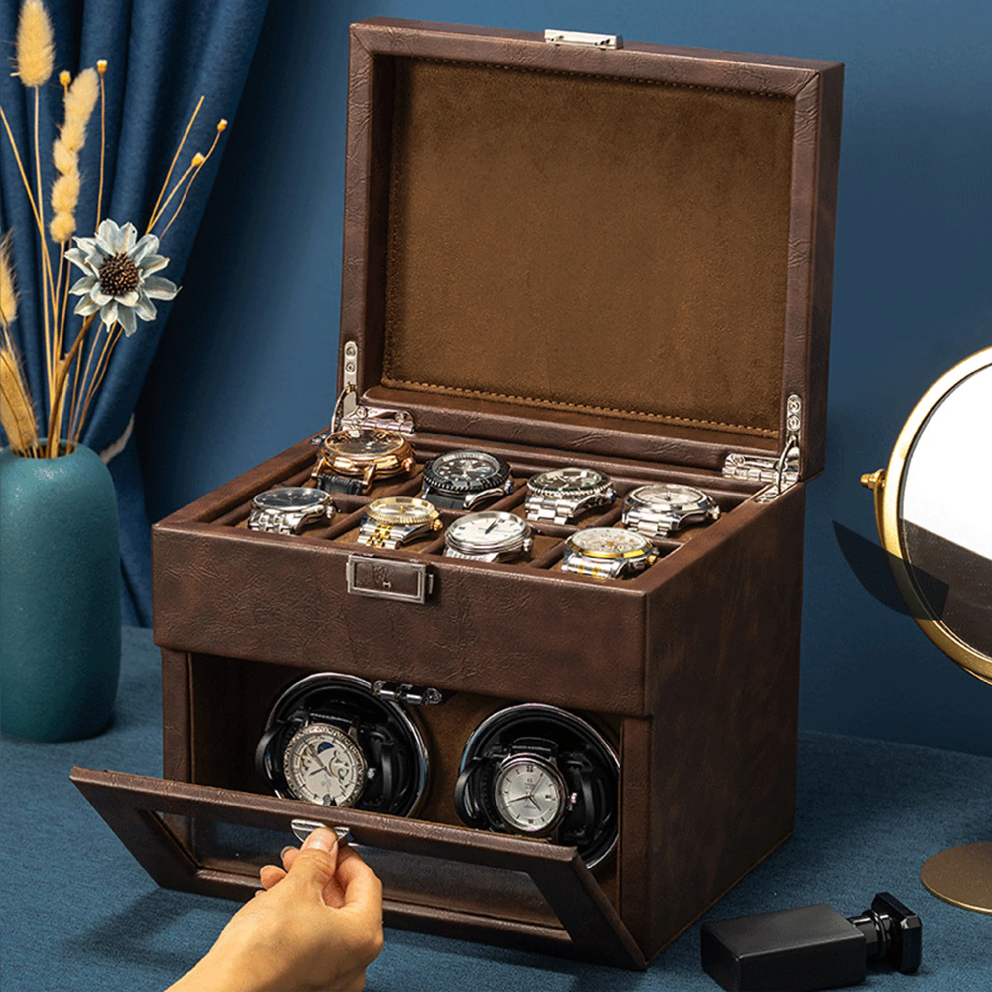 2+8 Watch Winder for Automatic Watches, Luxury Leather Watch Box with Quiet Motor, Watch Storage Case for Men
2+8 Watch Winder for Automatic Watches, Luxury Leather Watch Box with Quiet Motor, Watch Storage Case for Men
