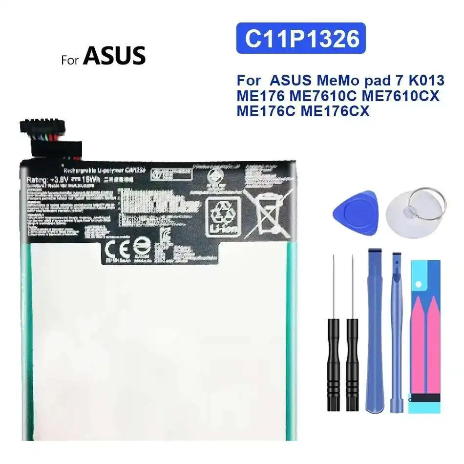 Аккумулятор для планшета C11P1326 3910 мАч для Asus Memo Pad 7 ME7610C ME7610CX ME176C ME176CX
Аккумулятор для планшета C11P1326 3910 мАч для Asus Memo Pad 7 ME7610C ME7610CX ME176C ME176CX