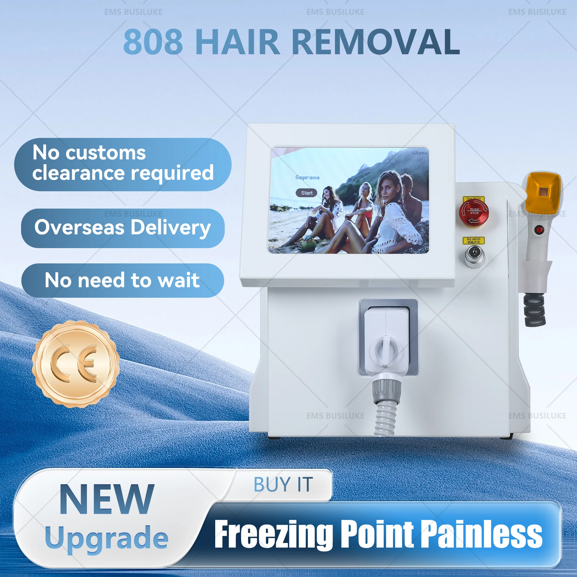 New Laser 808nmSapphire Emitter Depilation Laser 4000W Painless Freezing Point Painless Depilator For Bodyface And Armpit
New Laser 808nmSapphire Emitter Depilation Laser 4000W Painless Freezing Point Painless Depilator For Bodyface And Armpit