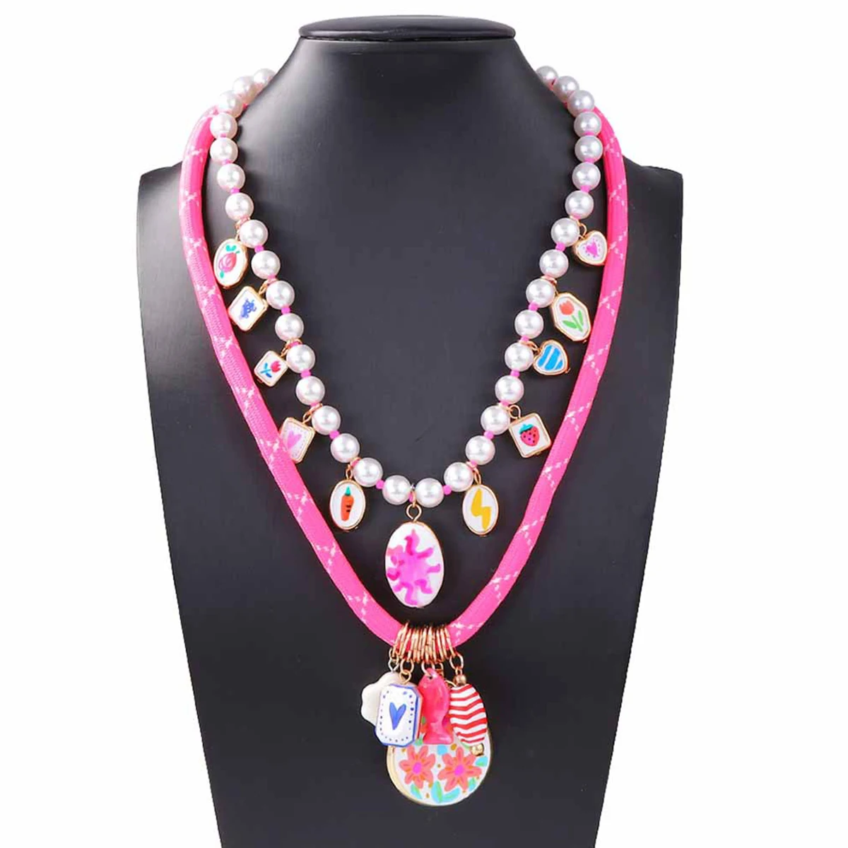 ZAA Double-layer Imitation Pearls Pink Rope Chains Geometric Pendant Necklaces for Women 2025 Summer Trend Jewelry Gifts
ZAA Double-layer Imitation Pearls Pink Rope Chains Geometric Pendant Necklaces for Women 2025 Summer Trend Jewelry Gifts