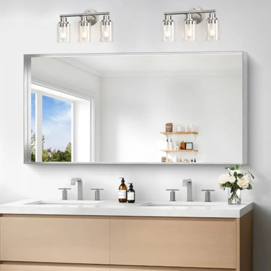 Silver Bathroom Mirror 24x48 Inch Rectangular Framed Mirror Large Wall Mounted Bathroom Vanity Mirror Over Sink for Bedroom Res
Silver Bathroom Mirror 24x48 Inch Rectangular Framed Mirror Large Wall Mounted Bathroom Vanity Mirror Over Sink for Bedroom Res