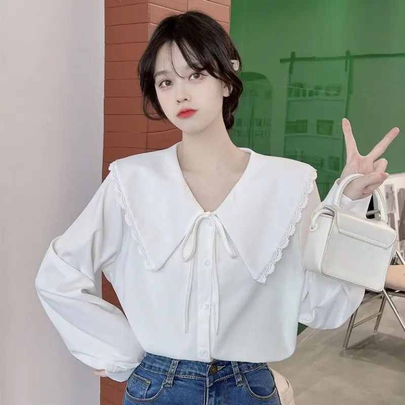 2022 Light Blue Shirt Women's Spring and Summer New French Peter Pan Collar Loose Shirt Girls Long-sleeved Solid Color Blouse
2022 Light Blue Shirt Women's Spring and Summer New French Peter Pan Collar Loose Shirt Girls Long-sleeved Solid Color Blouse