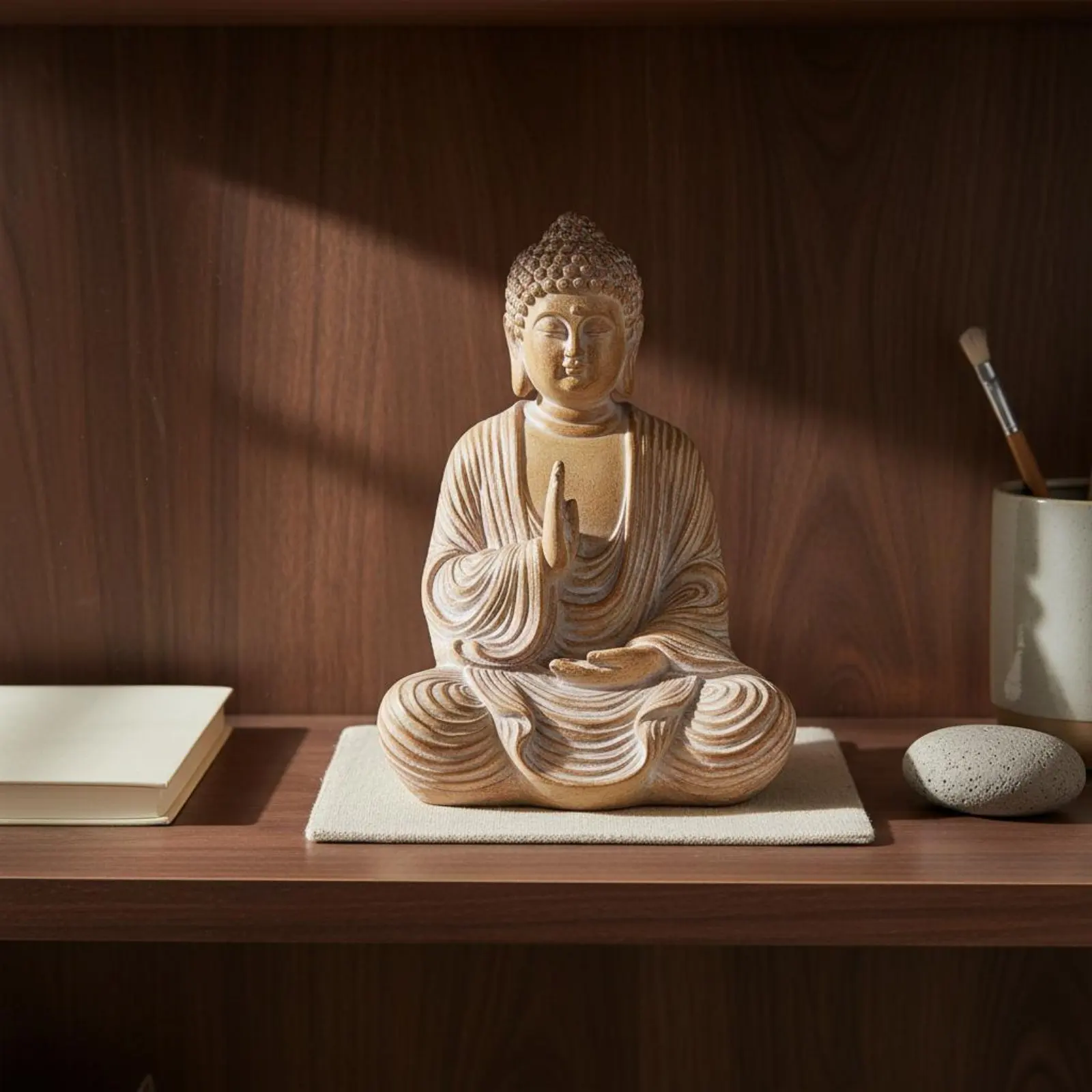 Wood Grain Buddha Ornament Hand Carved Look Resin Buddha Figurine Zen Ornament Serene Design Home Decor for Entryway
Wood Grain Buddha Ornament Hand Carved Look Resin Buddha Figurine Zen Ornament Serene Design Home Decor for Entryway