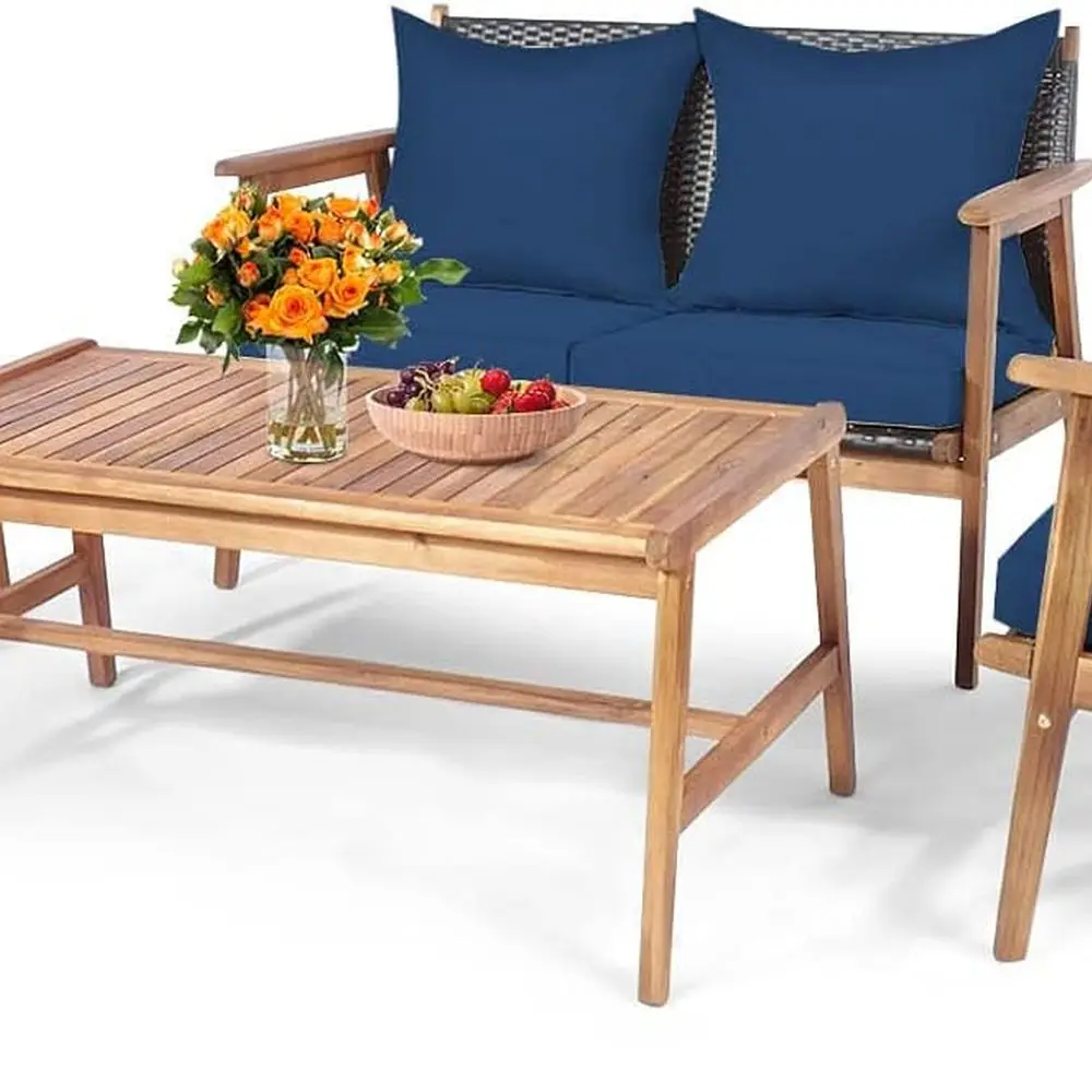 Acacia Wood Patio Furniture Set, Outdoor Sectional Sofa with Cushions and Coffee Table, Suitable for Garden, Poolside, and Backy
Acacia Wood Patio Furniture Set, Outdoor Sectional Sofa with Cushions and Coffee Table, Suitable for Garden, Poolside, and Backy